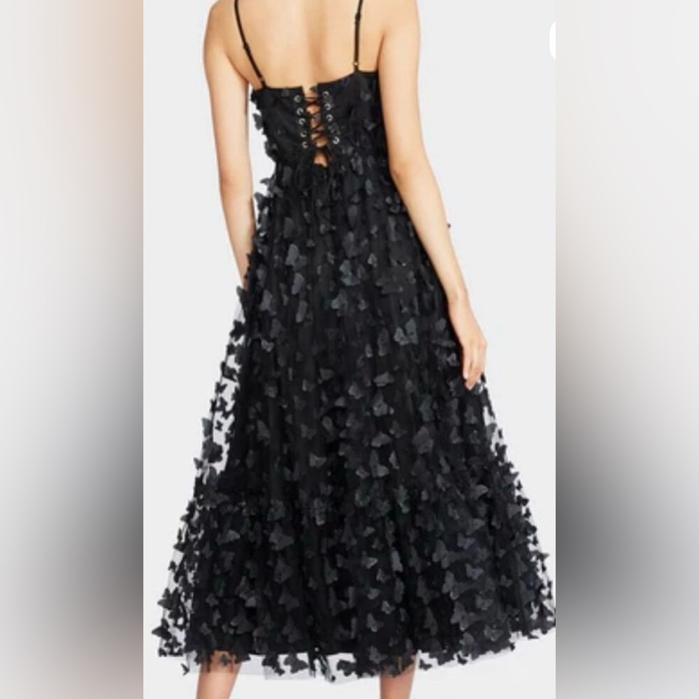 Betsey Johnson Black bodice butterfly  Appliqué corset Maxi Dress size XXL - Picture 2 of 10
